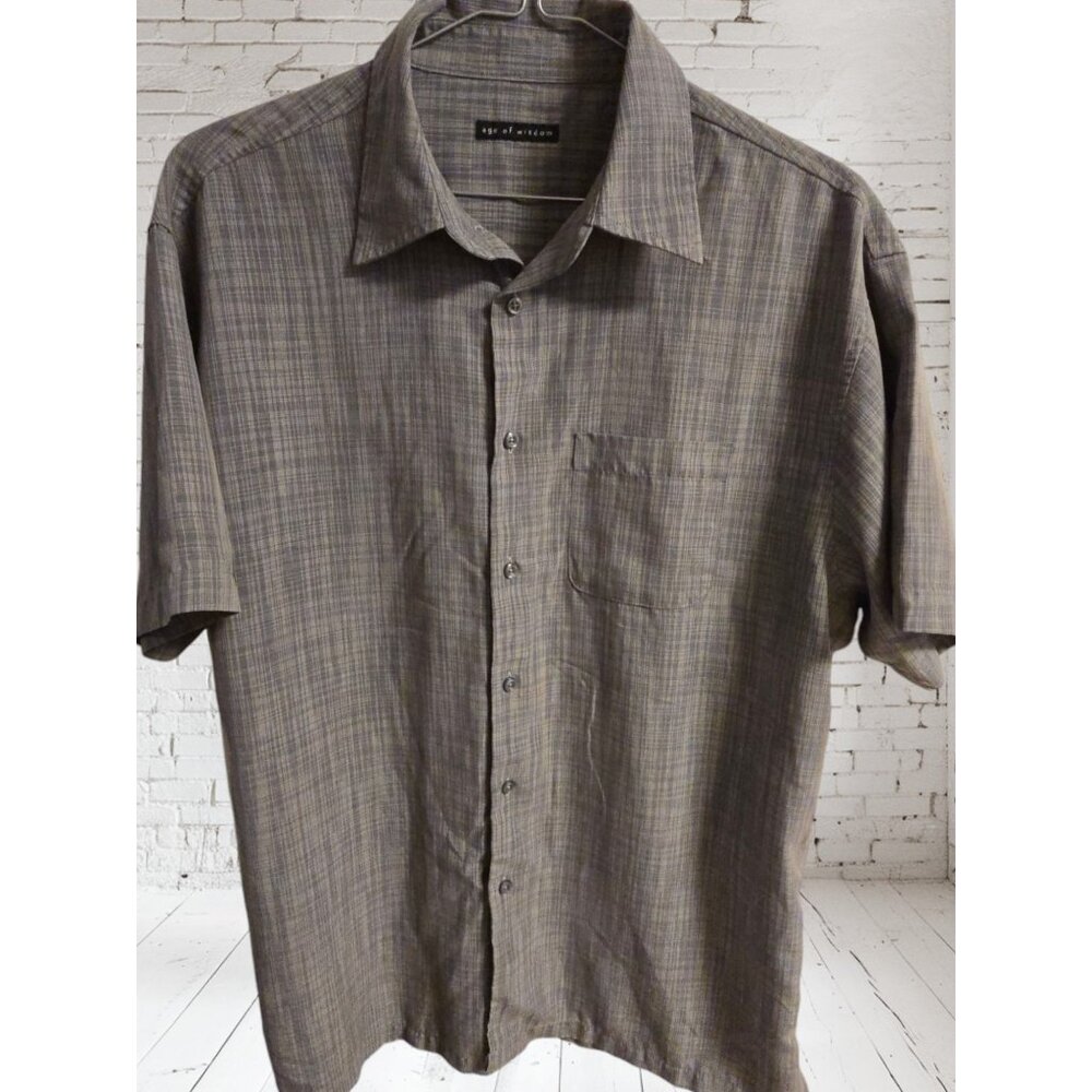 Age Of Wisdom Mens Gray Plaid Short Sleeve Shirt XL Modal Blend